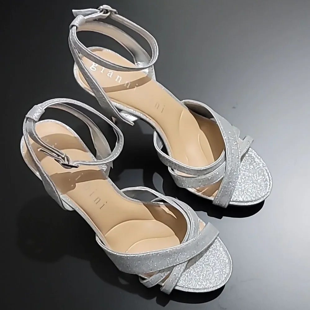 Gianni Bini Caddie Glitter Ankle Strap Strappy Platform Sandals 10M